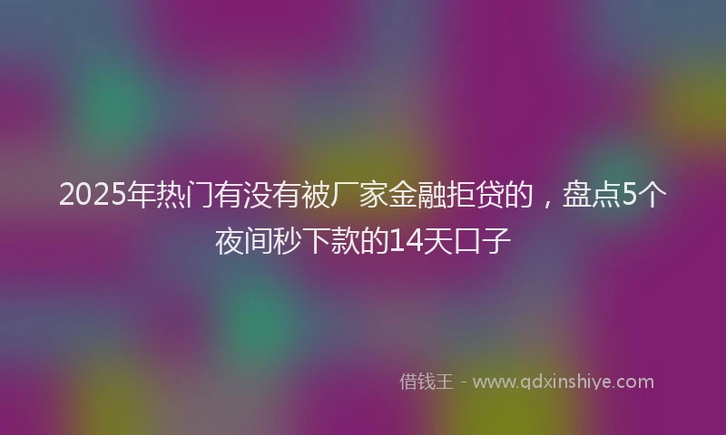 2025年热门有没有被厂家金融拒贷的，盘点5个夜间秒下款的14天口子