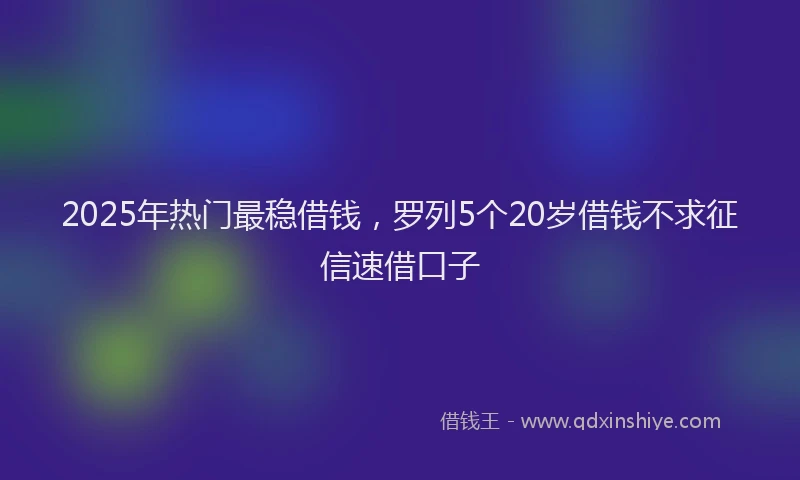 2025年热门最稳借钱，罗列5个20岁借钱不求征信速借口子
