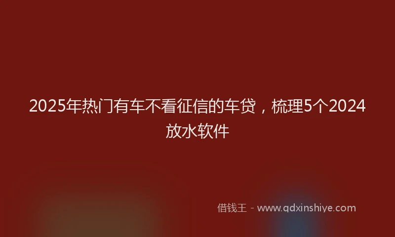 2025年热门有车不看征信的车贷，梳理5个2024放水软件