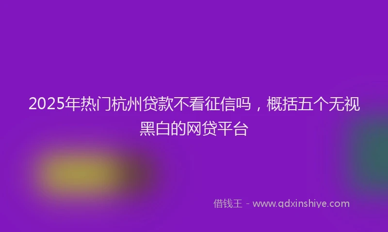 2025年热门杭州贷款不看征信吗，概括五个无视黑白的网贷平台