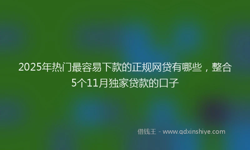 2025年热门最容易下款的正规网贷有哪些，整合5个11月独家贷款的口子