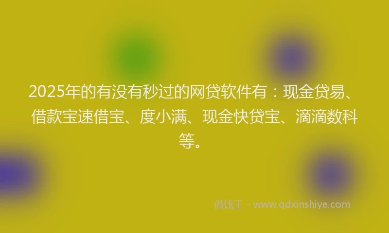 2025年的有没有秒过的网贷软件有：现金贷易、借款宝速借宝、度小满、现金快贷宝、滴滴数科等。