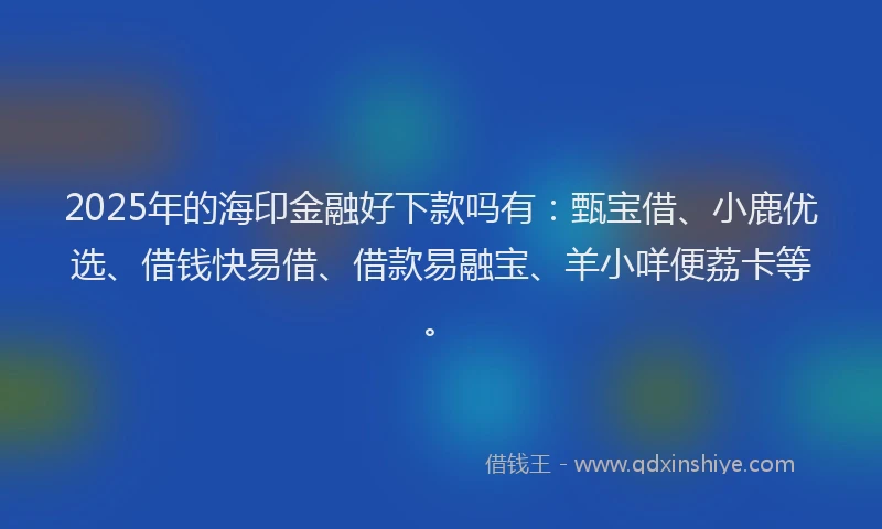 2025年的海印金融好下款吗有：甄宝借、小鹿优选、借钱快易借、借款易融宝、羊小咩便荔卡等。