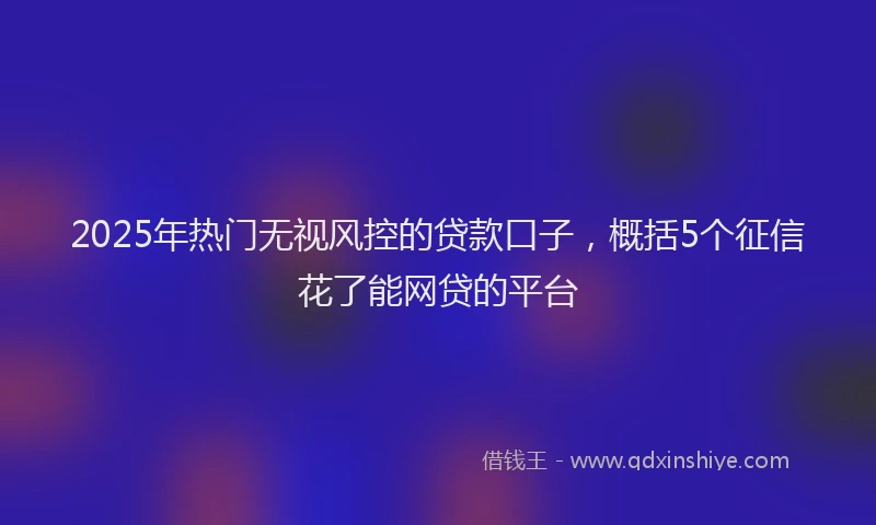 2025年热门无视风控的贷款口子，概括5个征信花了能网贷的平台