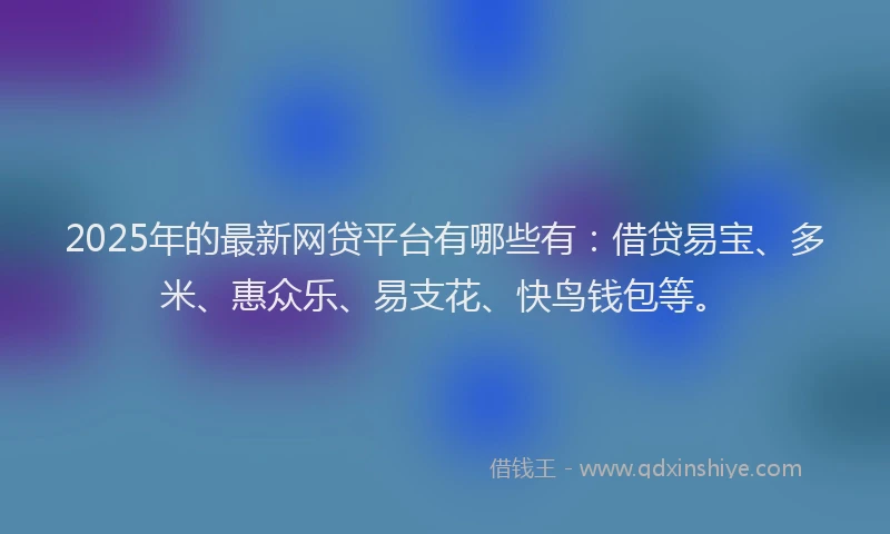 2025年的最新网贷平台有哪些有：借贷易宝、多米、惠众乐、易支花、快鸟钱包等。