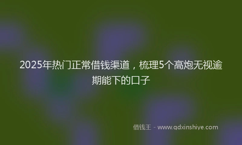 2025年热门正常借钱渠道，梳理5个高炮无视逾期能下的口子