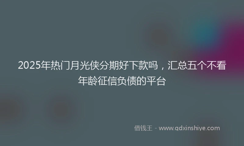 2025年热门月光侠分期好下款吗，汇总五个不看年龄征信负债的平台