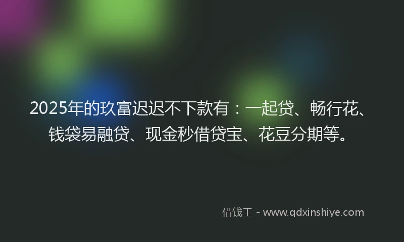 2025年的玖富迟迟不下款有：一起贷、畅行花、钱袋易融贷、现金秒借贷宝、花豆分期等。