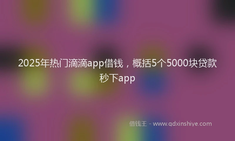 2025年热门滴滴app借钱，概括5个5000块贷款秒下app
