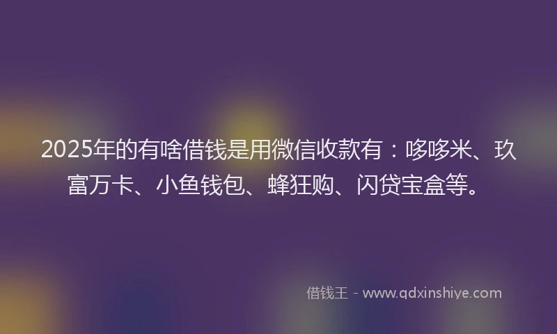 2025年的有啥借钱是用微信收款有：哆哆米、玖富万卡、小鱼钱包、蜂狂购、闪贷宝盒等。