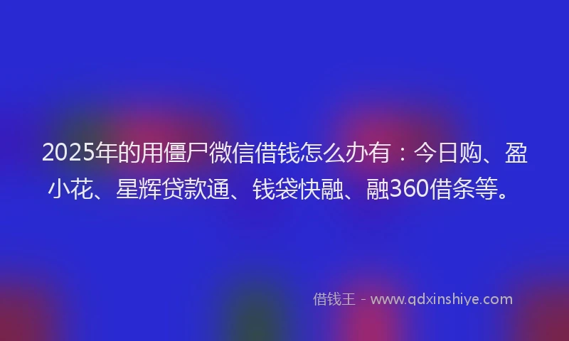 2025年的用僵尸微信借钱怎么办有：今日购、盈小花、星辉贷款通、钱袋快融、融360借条等。