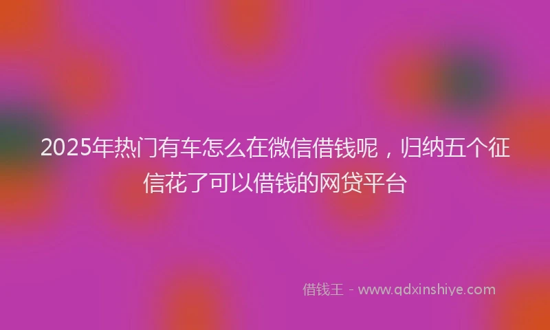 2025年热门有车怎么在微信借钱呢，归纳五个征信花了可以借钱的网贷平台