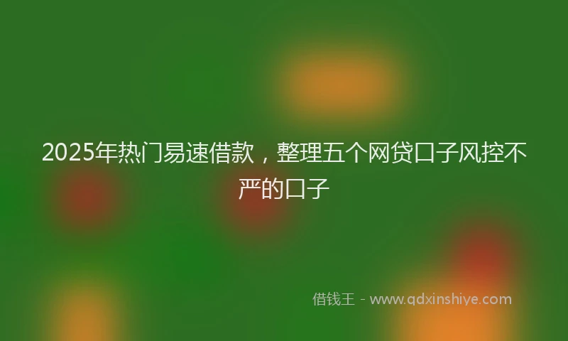 2025年热门易速借款，整理五个网贷口子风控不严的口子