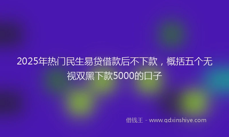 2025年热门民生易贷借款后不下款，概括五个无视双黑下款5000的口子