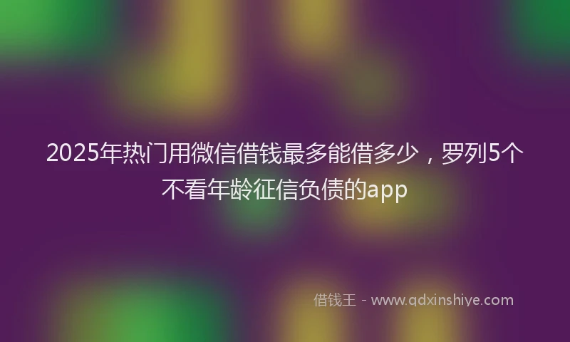 2025年热门用微信借钱最多能借多少，罗列5个不看年龄征信负债的app