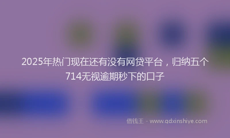 2025年热门现在还有没有网贷平台，归纳五个714无视逾期秒下的口子
