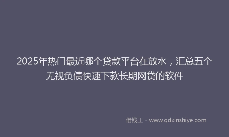 2025年热门最近哪个贷款平台在放水，汇总五个无视负债快速下款长期网贷的软件
