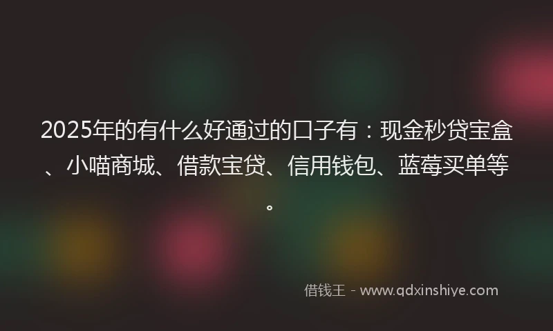 2025年的有什么好通过的口子有：现金秒贷宝盒、小喵商城、借款宝贷、信用钱包、蓝莓买单等。