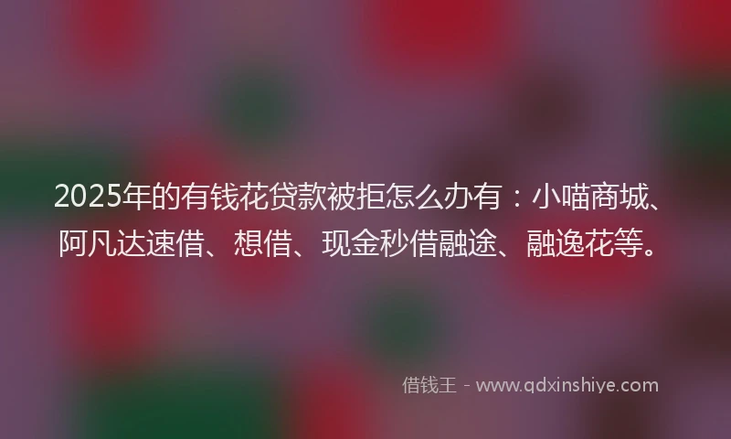 2025年的有钱花贷款被拒怎么办有：小喵商城、阿凡达速借、想借、现金秒借融途、融逸花等。