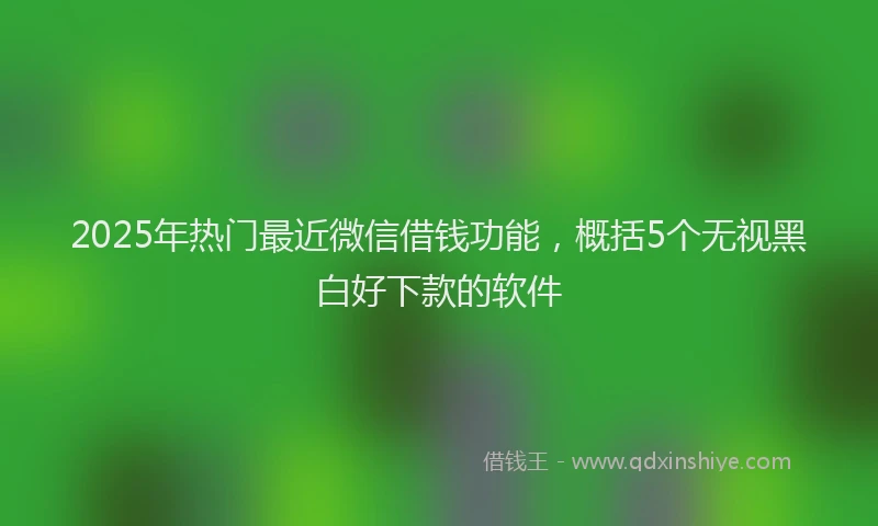 2025年热门最近微信借钱功能，概括5个无视黑白好下款的软件