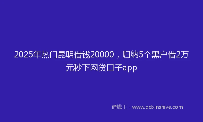 2025年热门昆明借钱20000，归纳5个黑户借2万元秒下网贷口子app