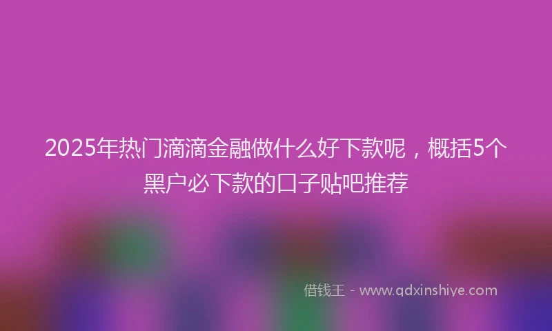 2025年热门滴滴金融做什么好下款呢，概括5个黑户必下款的口子贴吧推荐