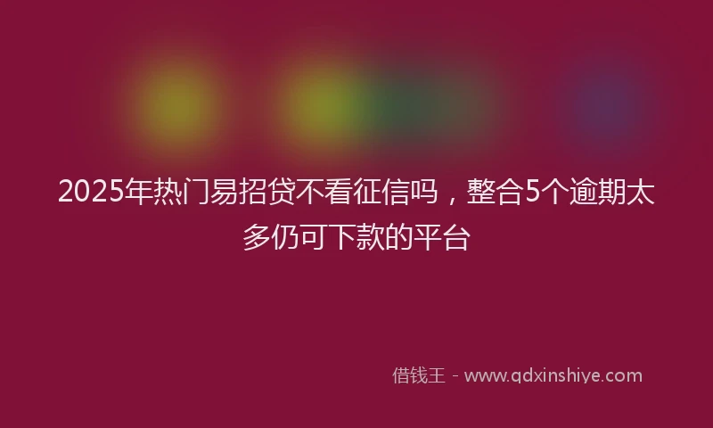 2025年热门易招贷不看征信吗，整合5个逾期太多仍可下款的平台