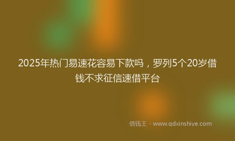 2025年热门易速花容易下款吗，罗列5个20岁借钱不求征信速借平台