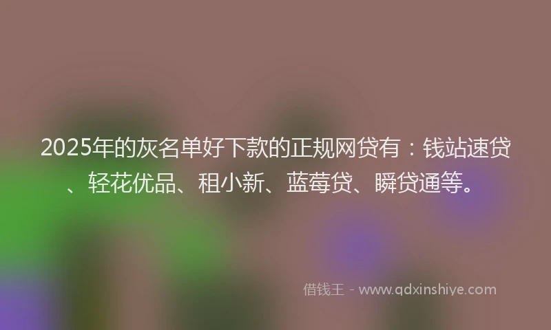 2025年的灰名单好下款的正规网贷有：钱站速贷、轻花优品、租小新、蓝莓贷、瞬贷通等。