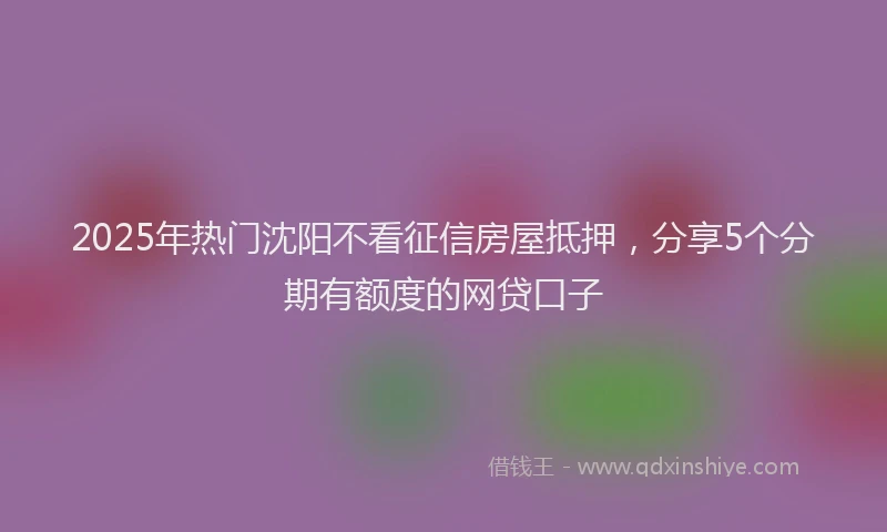 2025年热门沈阳不看征信房屋抵押，分享5个分期有额度的网贷口子
