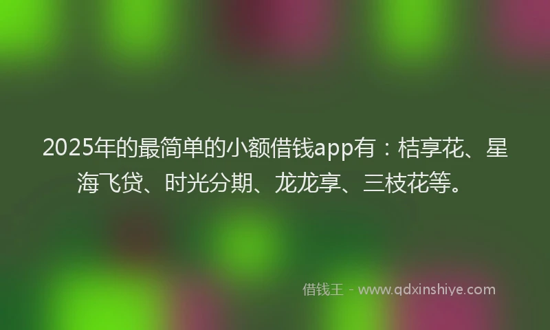 2025年的最简单的小额借钱app有：桔享花、星海飞贷、时光分期、龙龙享、三枝花等。