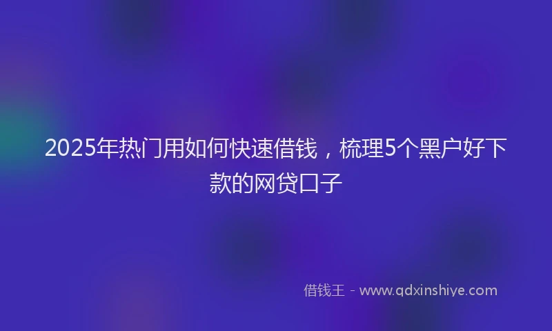 2025年热门用如何快速借钱，梳理5个黑户好下款的网贷口子