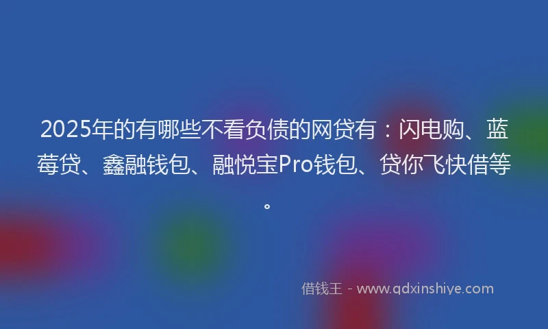 2025年的有哪些不看负债的网贷有：闪电购、蓝莓贷、鑫融钱包、融悦宝Pro钱包、贷你飞快借等。