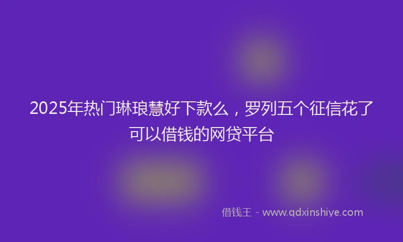 2025年热门琳琅慧好下款么，罗列五个征信花了可以借钱的网贷平台