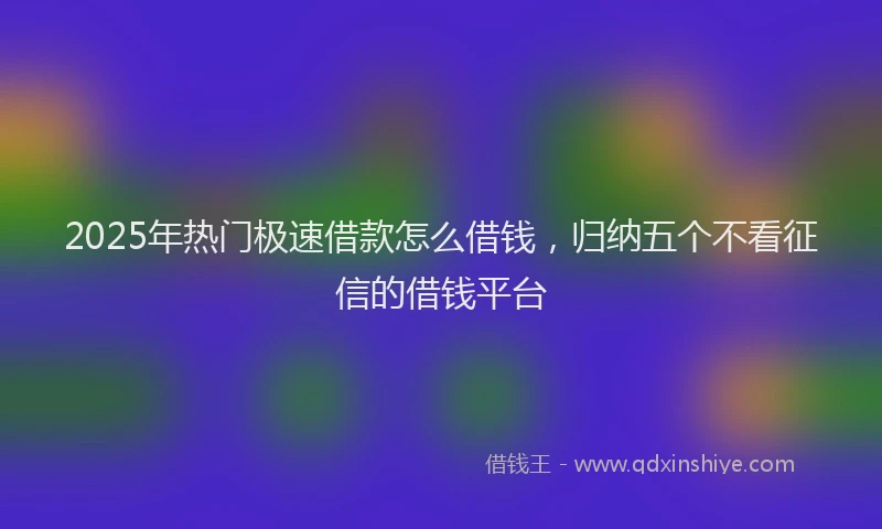 2025年热门极速借款怎么借钱，归纳五个不看征信的借钱平台