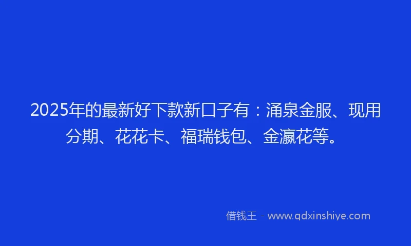 2025年的最新好下款新口子有：涌泉金服、现用分期、花花卡、福瑞钱包、金瀛花等。