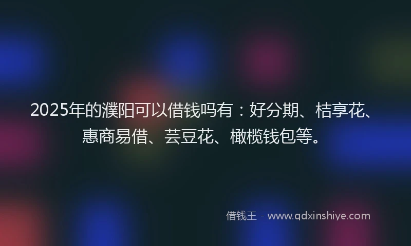 2025年的濮阳可以借钱吗有：好分期、桔享花、惠商易借、芸豆花、橄榄钱包等。