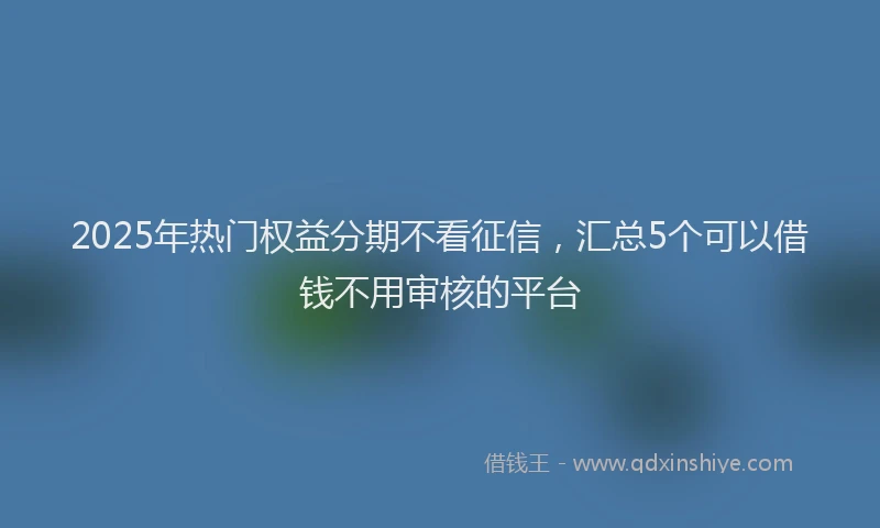 2025年热门权益分期不看征信，汇总5个可以借钱不用审核的平台