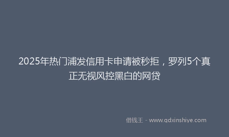 2025年热门浦发信用卡申请被秒拒，罗列5个真正无视风控黑白的网贷