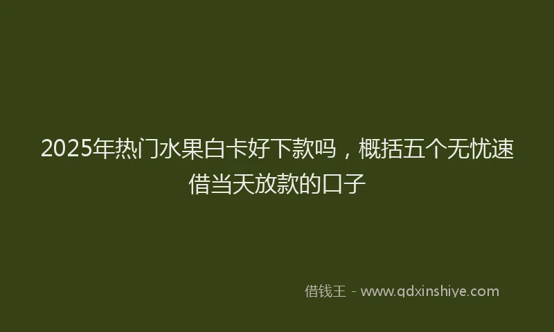 2025年热门水果白卡好下款吗，概括五个无忧速借当天放款的口子
