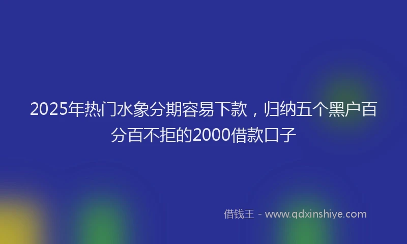 2025年热门水象分期容易下款，归纳五个黑户百分百不拒的2000借款口子
