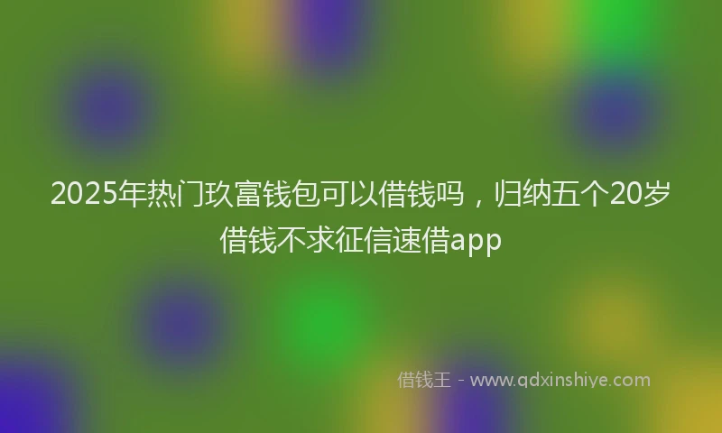 2025年热门玖富钱包可以借钱吗，归纳五个20岁借钱不求征信速借app
