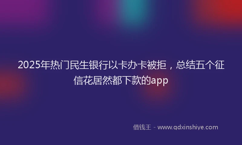 2025年热门民生银行以卡办卡被拒，总结五个征信花居然都下款的app