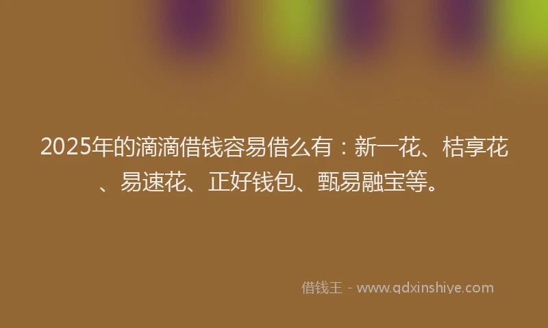 2025年的滴滴借钱容易借么有：新一花、桔享花、易速花、正好钱包、甄易融宝等。