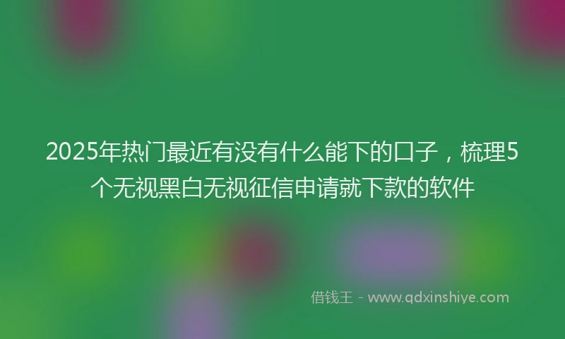 2025年热门最近有没有什么能下的口子，梳理5个无视黑白无视征信申请就下款的软件