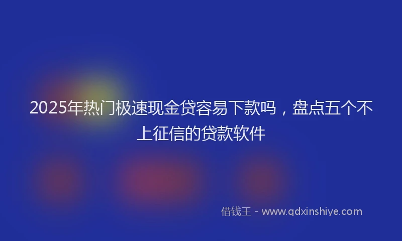 2025年热门极速现金贷容易下款吗，盘点五个不上征信的贷款软件