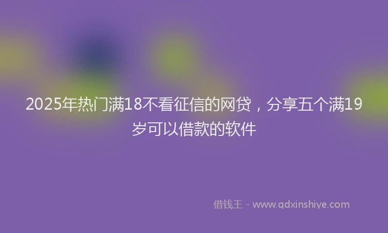 2025年热门满18不看征信的网贷，分享五个满19岁可以借款的软件