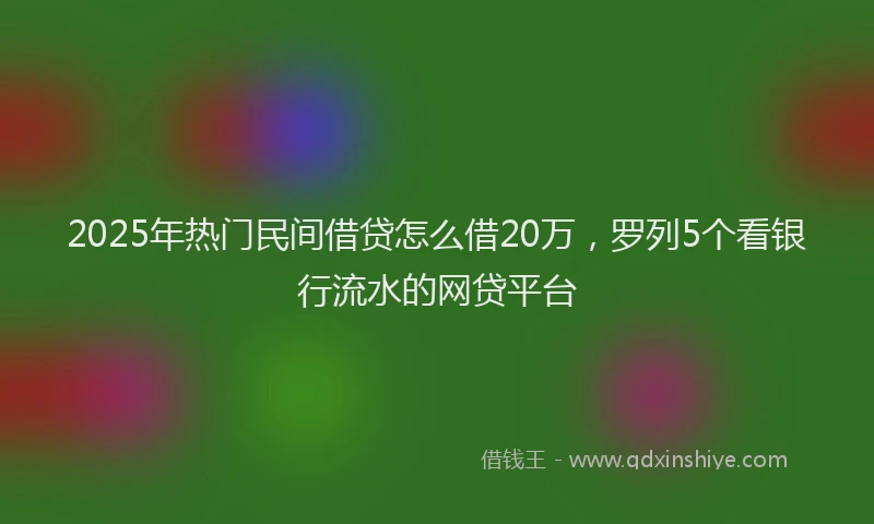 2025年热门民间借贷怎么借20万，罗列5个看银行流水的网贷平台