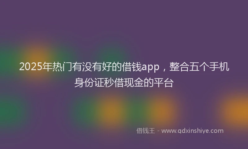2025年热门有没有好的借钱app，整合五个手机身份证秒借现金的平台