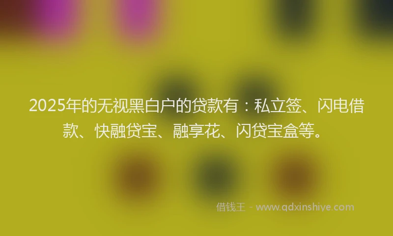 2025年的无视黑白户的贷款有：私立签、闪电借款、快融贷宝、融享花、闪贷宝盒等。